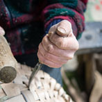 Owen Jones making an oak swill at Hatfield Living Crafts fair 2017